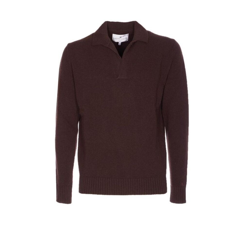 Seven Gauge Men Knit Long Sleeves Polo